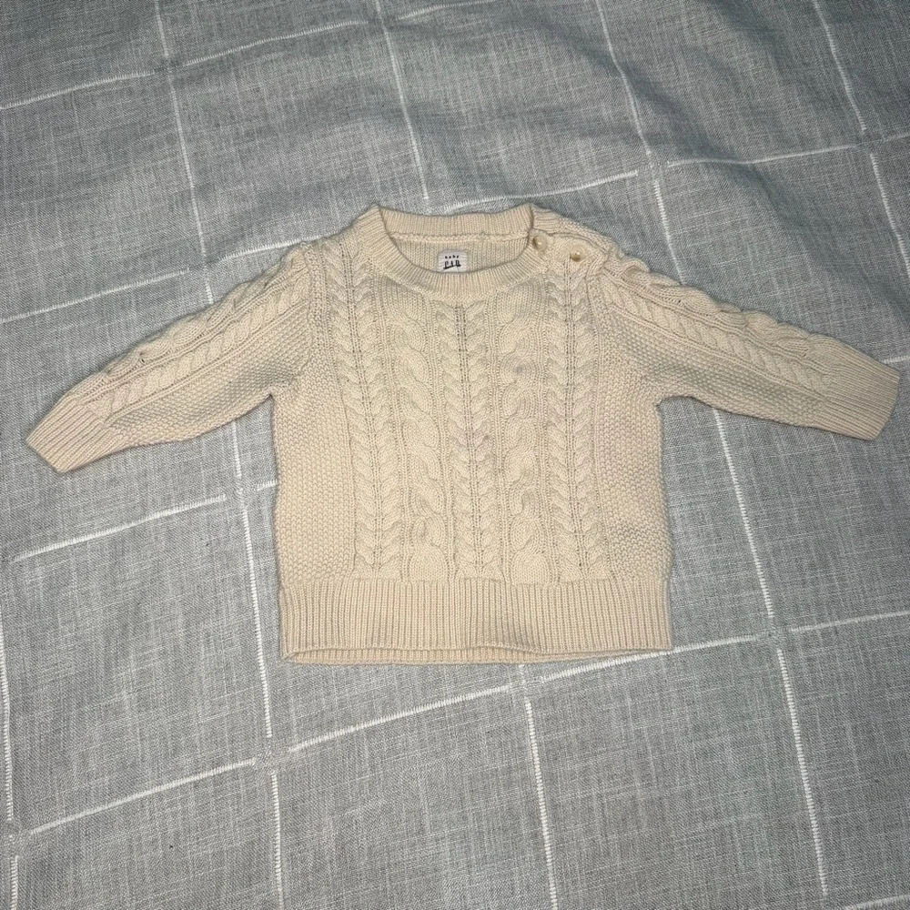 Baby GAP 12-18‎ Months Fisherman Sweater Cable Knit Button Collar Cotton